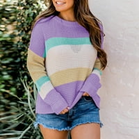 Дамски пуловери, плетени есен и зима, ежедневни разхлабени сделки с пуловер с дълъг ръкав под $ пуловери лилави S-6XL