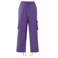 Панталони Мъжки гащеризони с теглене на много джоба на ежедневни панталони туристически панталони памук панталони лилави 3XL