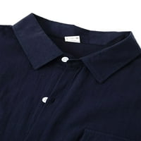 Bomotoo мъже обикновени ризи копчета Небрежна блуза ваканция предни джобове отхвърлете върховете на яката тъмно синьо s