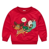 Годер момчета момичета карикатура печат суитчър пуловер за бебе малко дете, деца Коледа Екипажа врата анцуг плета отгоре, Есен Зима Дълъг ръкав долна риза за 2-годишна възраст