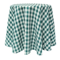 Ultimate Textile Round Polyester Gingham checkered покривка - за пикник, употреба на парти или на закрито, тил и бяло