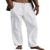 Glookwis ленени панталони за мъже ежедневни разхлабени драстринг летни панталони плажни панталони с джобове