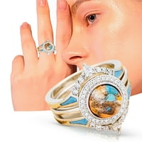 Бижута бодлива тюркоазена диамантен комплект пръстени за бижута за подаръци за женски сплав многоцветна
