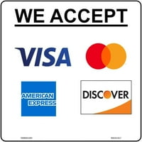 Стикер за знаци за кредитна карта на Haobase - Приемаме Visa, MasterCard, Ame & Discover - самозалепващо винил