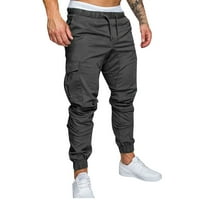 Мъжки работни панталони Мъжки атлетични панталони свободни класически леки удобни ежедневни носени тъмносиви XL