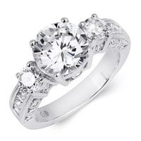 Сребрен сребърен камък 2. Каратски булчински годишнина годежен пръстен
