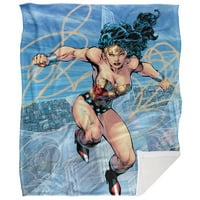 Wonder Woman Blue Sky Wonder Woman Silky Touch Sherpa Back Super Soft Throwing Ofningle