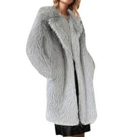 Kali_Store Womens Puffer Jacket Женски плюс размер zip up качулки дълги яке за връхни дрехи с огромни суичъри с джобове сиво, s