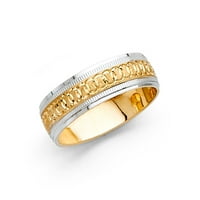 Бижута от lux14k златен кръг кубичен циркония бял и жълт пръстен с два тона диамантено нарязана годишнина сватбена лента с размер 7.5