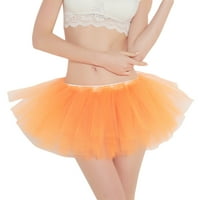 Frehsky рокли за жени Дамски висококачествени плисирани марля къси пола възрастен туту танцува пола оранжево