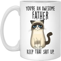 Баща халба, забавна чаша за баща котка, ти си страхотен баща, пази това лайна, подарък за баща, забавна чаша баща 15oz