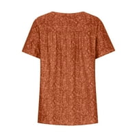 Дамски плюс размер флорални отпечатани летни върхове удобно свободно прилепване v Врат Небрежни тениски тениски дами дами блузи