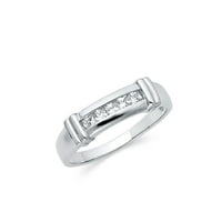 Твърди стерлингов сребърен пръстен невидим комплект квадрат кубичен циркония CZ мъжки юбилейна сватбена лента с размер 8.5