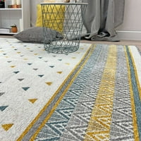 Алфа богати килими, синьо златен сив кремав килим, памук, приятелски настроени за домашни любимци, лесен чист, килим за миещи се килимчета