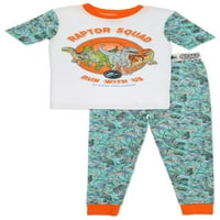 Комплект за пижама на Jurassic World Boys, памук от 2 части, бял, 4