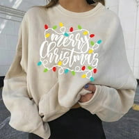 Коледни дамски дълги ръкави писма върхове пуловер суичъри блуза