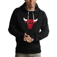 Мъжки Антигуа Черно Чикаго Булс лого победа пуловер качулка