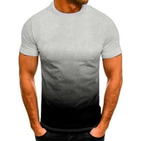 Тениски за мъжки мъжки мъжки, мъжете с къс ръкав печат кръгла врата пуловер тениска блуза сиво