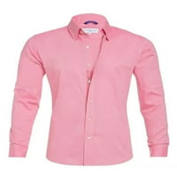Tenmi мъжки върхове Лапета на врата туника риза с цип ризи редовно прилягане блуза бизнес розово l