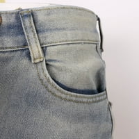 Право прилепване на правата крачка плюшена лента Мъжки модни ежедневни дупки Закопчалка цип деним дълги панталони панталони панталони