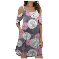 Gathrrgyp дамска къса рокля на клирънс за 6 $, модни жени летни ежедневни печат с къс ръкав Pocket Mini рокля