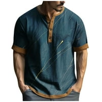 Royallove Мъжки графичен и бродиран моден тениска пролет и летен късо ръкав отпечатани