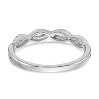 0.12ct. Cz солиден истински 14k бяло злато Twist дизайн сватбена лента за сватбена лента пръстен