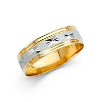 Бижута от lux14k златен кръг кубичен циркония бял и жълт пръстен с два тона диамантено нарязана годишнина сватбена лента с размер 5