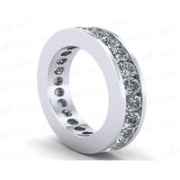 Естествен 2.50ct кръгла изрязана диамант класически канал комплект женски юбилеен сватбена лента за вечност пръстен солиден 10K бяло злато I Si2