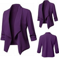 Женски моден ежедневен солиден отворен преден жилетка с дълъг ръкав палто Hot6sl4883336