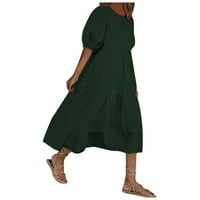фвитлих зелена рокля Дамски случайни разрошване подгъва твърда обвивка рокля спагети каишка отпред вратовръзка възел къси рокли