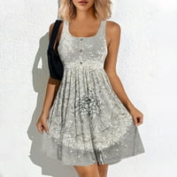 Дамски рокли без ръкави мини ежедневни флорални летни халтер рокля бяло s