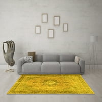 Ahgly Company Machine Pashable Indoor Round Персийски жълти традиционни килими, 4 'кръг