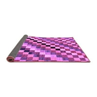 Ahgly Company Indoor Round Checkered Purple Modern Area Rugs, 7 'Round