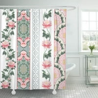 Граници с флорални и геометрични модели божури цветя имитират традиционната мастила за рисуване на душ завеса за баня завеса за баня