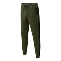 Б91хз бельо Мъжки мъжки модни ежедневни меки панталони снаждане Плътен цвят топло еластични спортни панталони ежедневни панталони спортни топли Армия зелено, Размер 3ХЛ