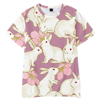 Детски ризи с къс ръкав Сладко зайче Блуза върхове карикатура, възрастни-6хл,02