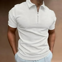Кети-ХН бели Поло ризи За Мъже Мъжка Мода ивица Контраст цвят къс ръкав Поло тениска