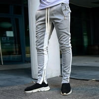 Мъжки крак цип твърд цвят отдалечени панталони от свободното време модни спортни панталони