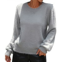 Wotryit женски флорален модел плетен пуловер с кръгла шия с дълги ръкави пуловер женски пуловери