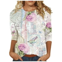 Фетални ръкав ризи за жени Сладък печат графични тениски блузи Случайни Плюс размер основни върхове Пуловер летни върхове за жени Модерен