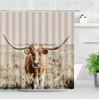 Дива природа Животински душ завеса Prairie Highland Cow отпечатана водоустойчива тъкан декор за баня домашни куки полиестерни завеси за баня
