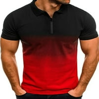 Калци мъже с къс ръкав тениски торбести върхове мускул Атлетик ТЕЕ обикновен градиент Поло риза тениска Червен ШЛ