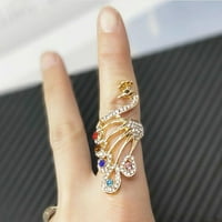 Rygai Knuckle пръстен лъскав кристон Паун очарователни жени момичета Елегантни аксесоари за бижута с пръстен за животни, САЩ 7