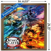 Demon Slayer - ключов плакат за визуална стена, 14.725 22.375 FRAMED