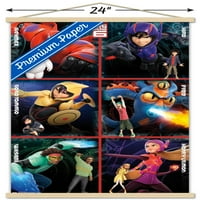 Disney Big Hero - Стенски плакат на Heroes с дървена магнитна рамка, 22.375 34