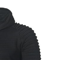Kpoplk Мъжки пуловер с дълъг ръкав качулка за мъжки качулки ежедневни цветни блок с качулка с джобове черно, 4xl