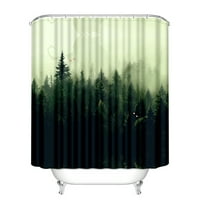 Дървен душ завеса горски пейзаж планински завеси за баня за баня декорация декорация водоустойчива, 35x72