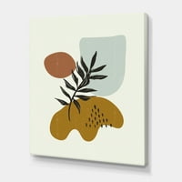 Абстрактни форми с ботанически минималистичен лист живопис платно Арт Принт