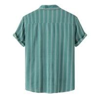 Pgeraug Мъжки ризи Hawaii Stripe Dot Print с късо ръкав запушване на яка Поло ризи за мъже сини m